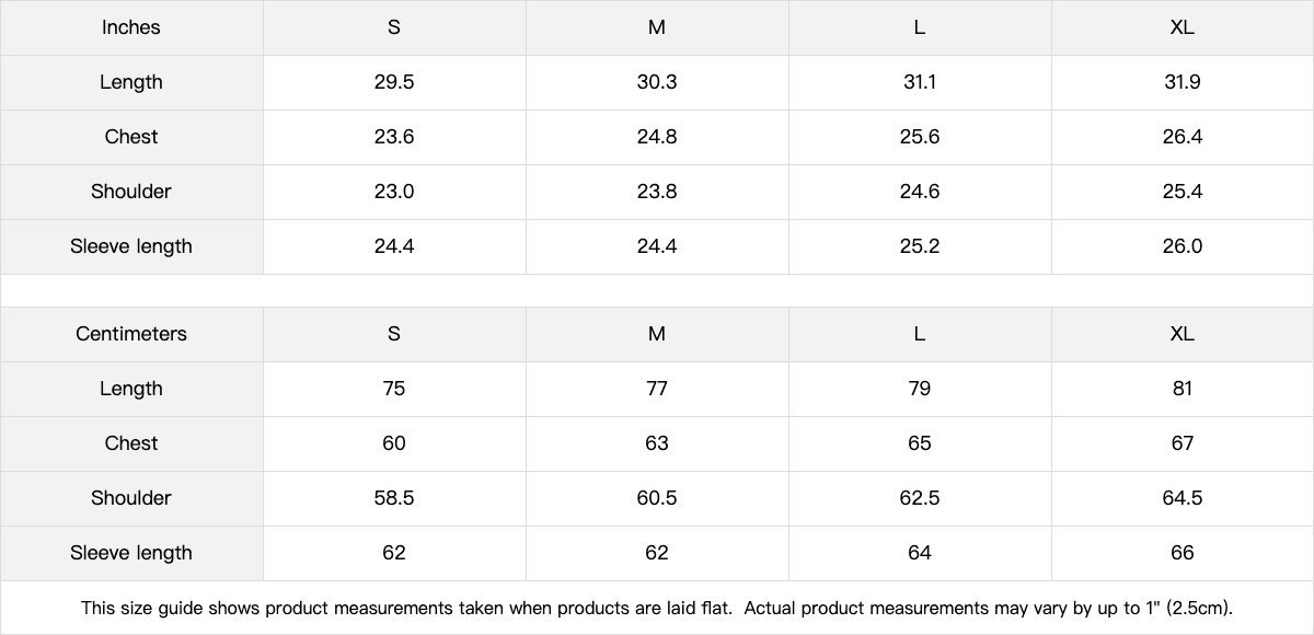 Social Battery Championship Long Sleeve Tee garment measurement chart in inches and centimeters