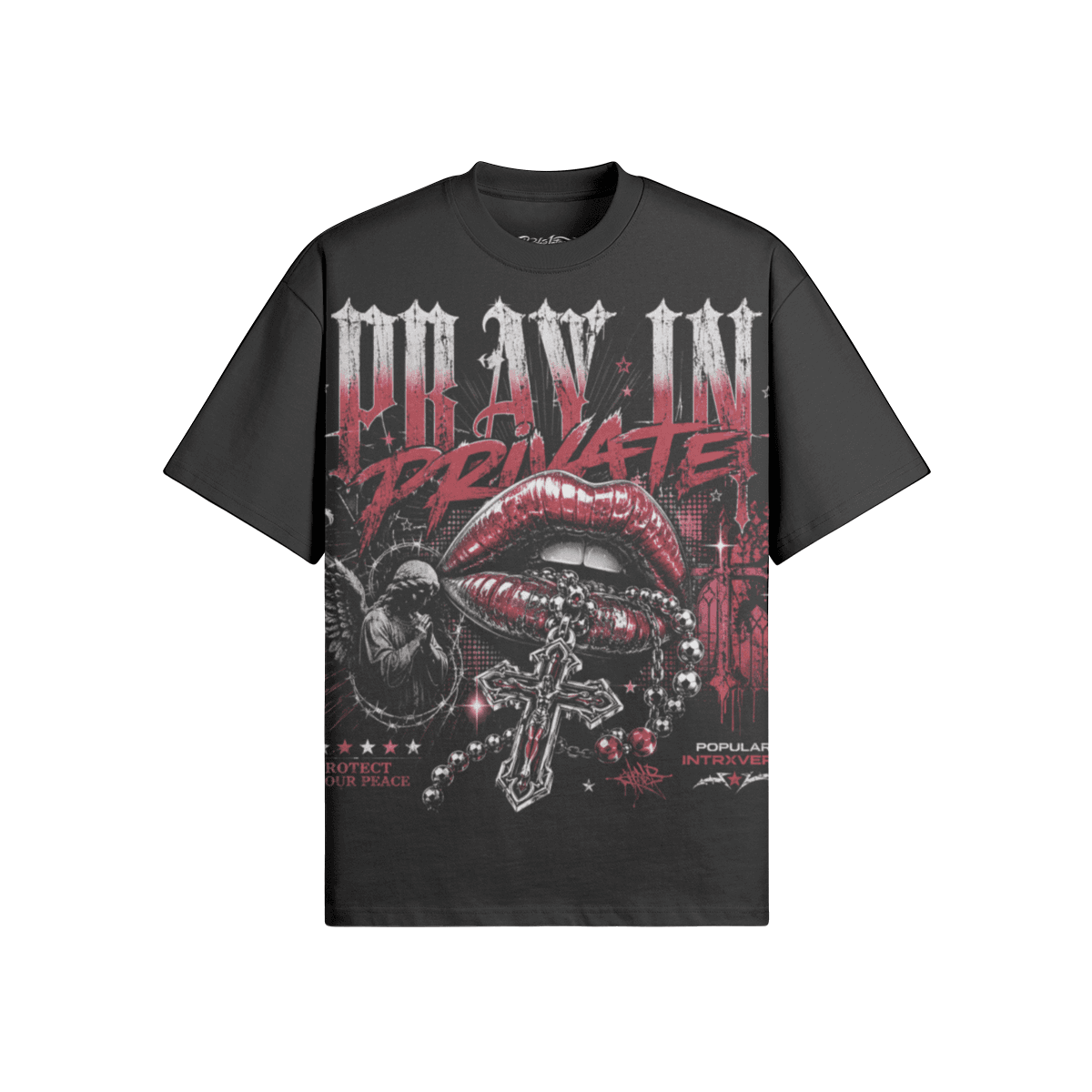 Pray In Private | Heavyweight 425 GSM Oversized Graphic T-Shirt