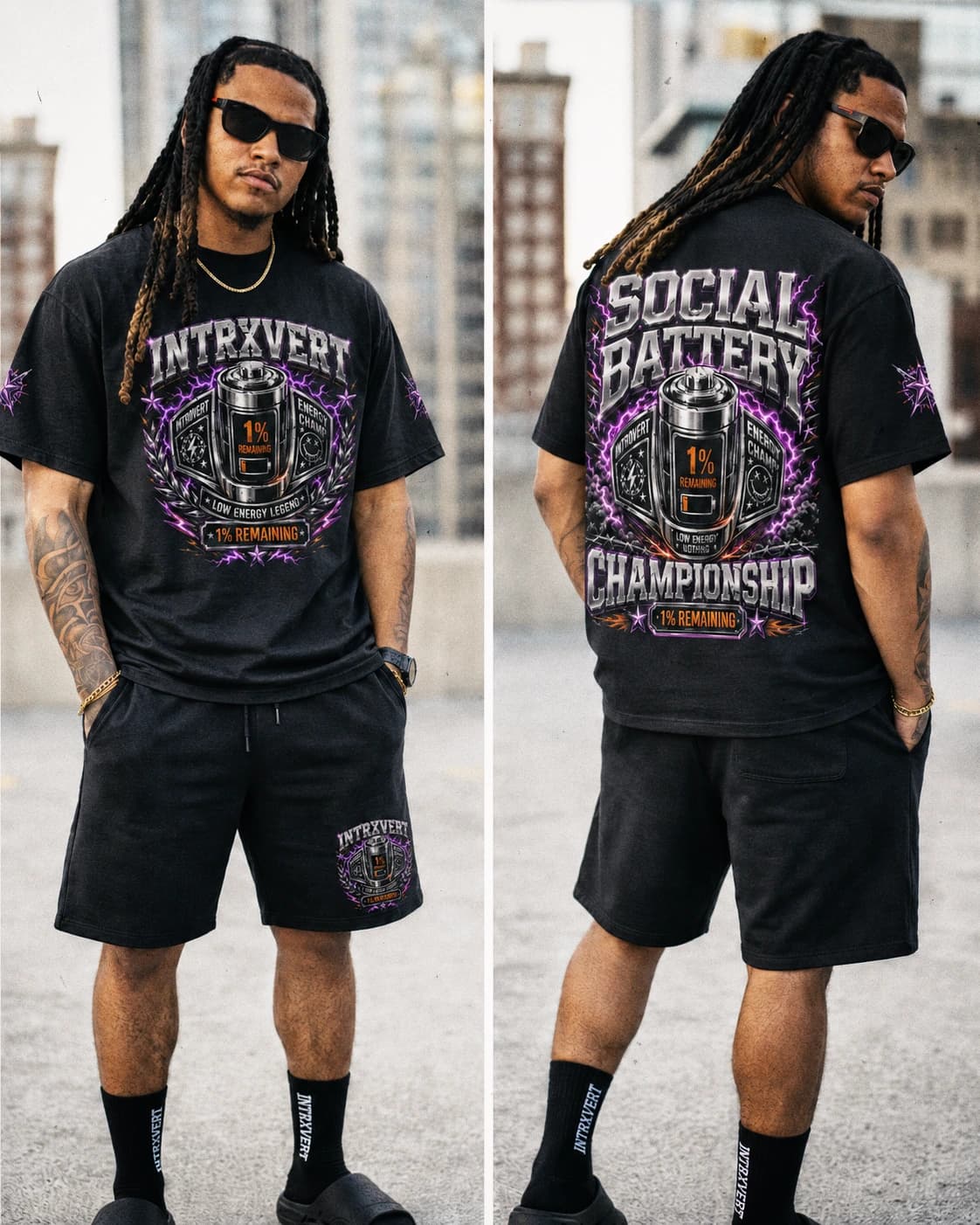 Lifestyle model wearing INTRXVERT
