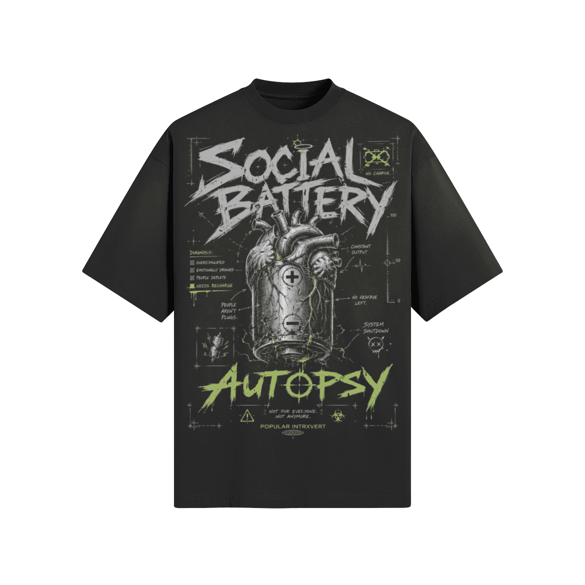 Social Battery Autopsy Graphic T-Shirt | 260 GSM Boxy Fit