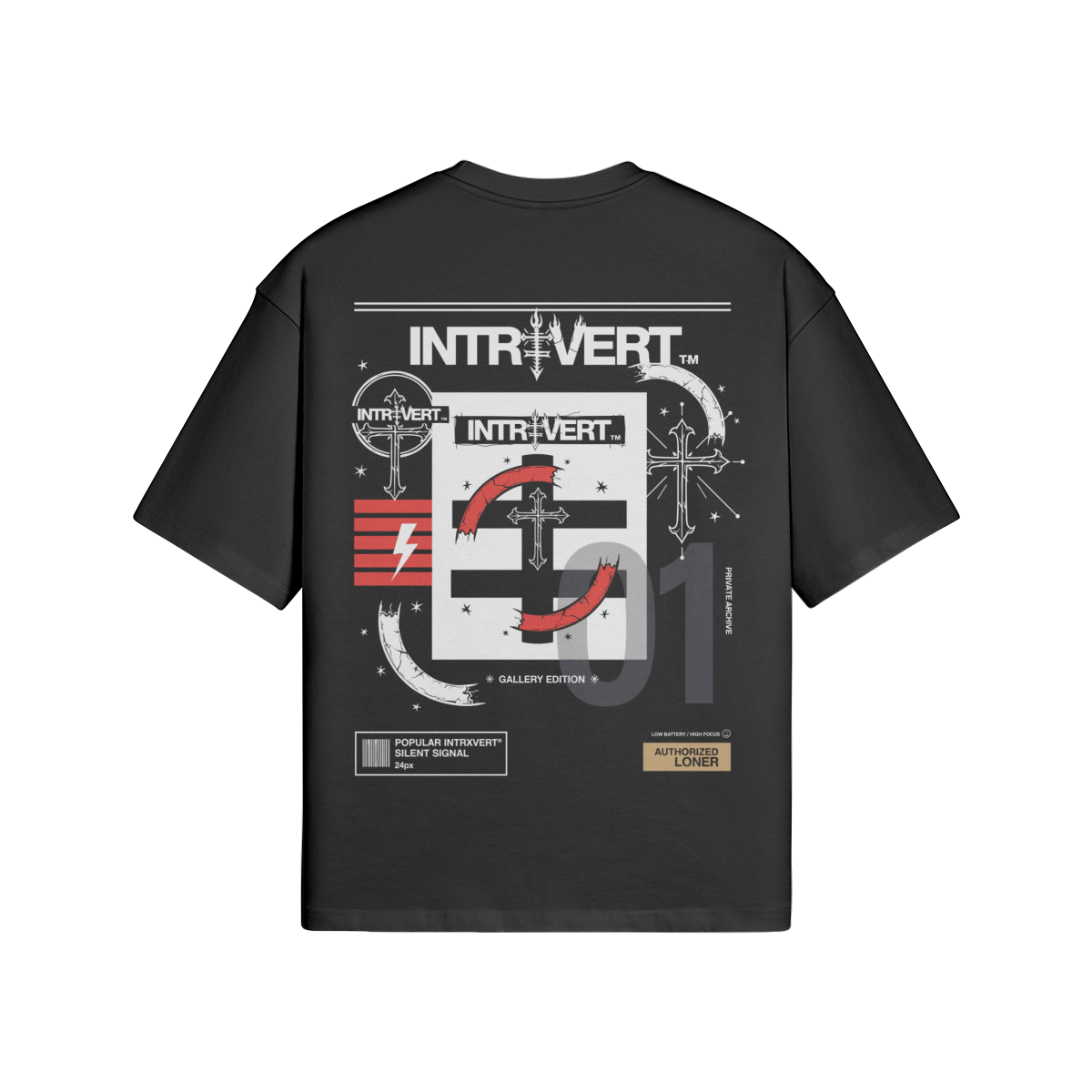 Popular Intrxvert Heavyweight Boxy T-Shirt (280g) – Black – Archive 01