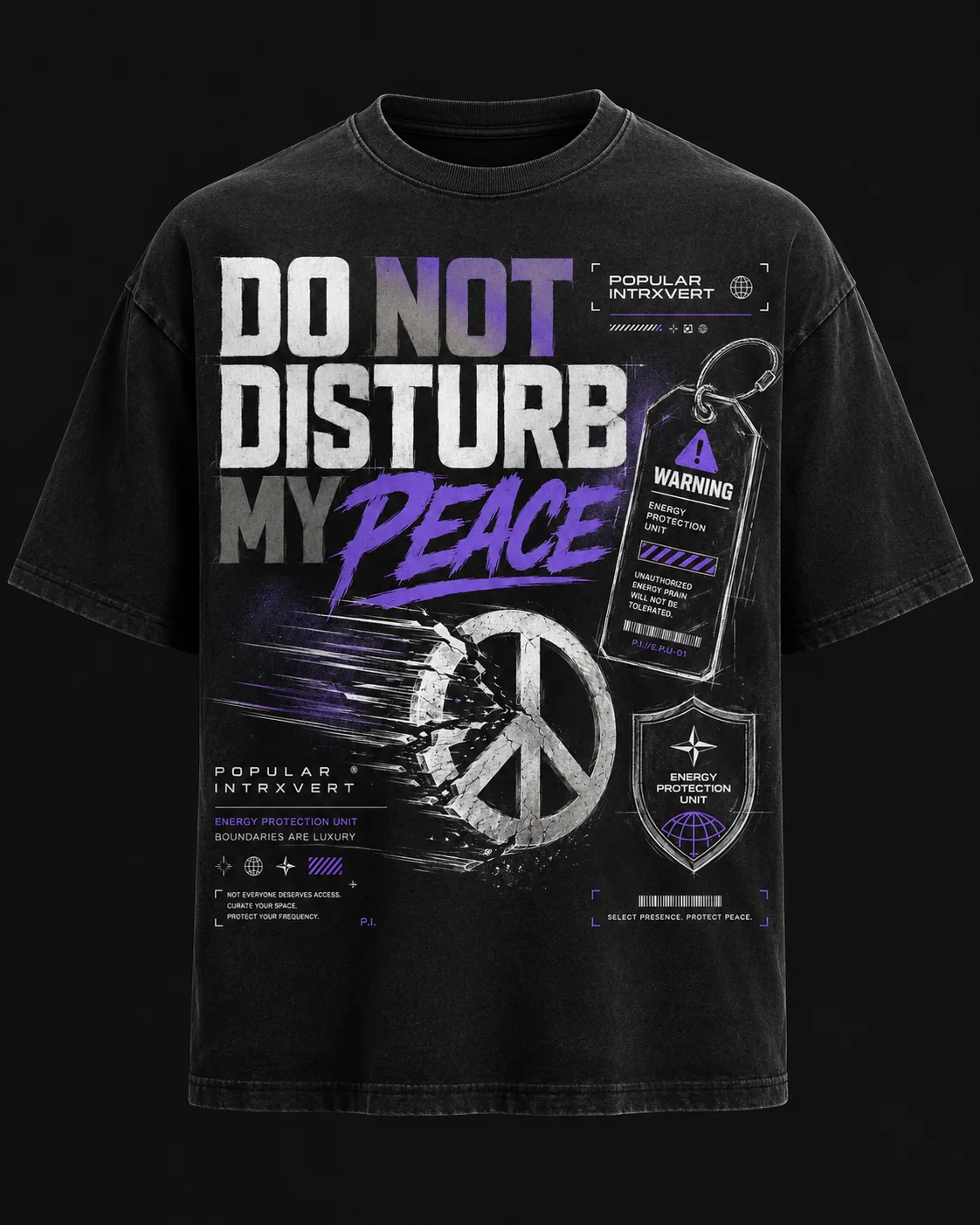 Black Do Not Disturb My Peace Popular Intrxvert graphic tee