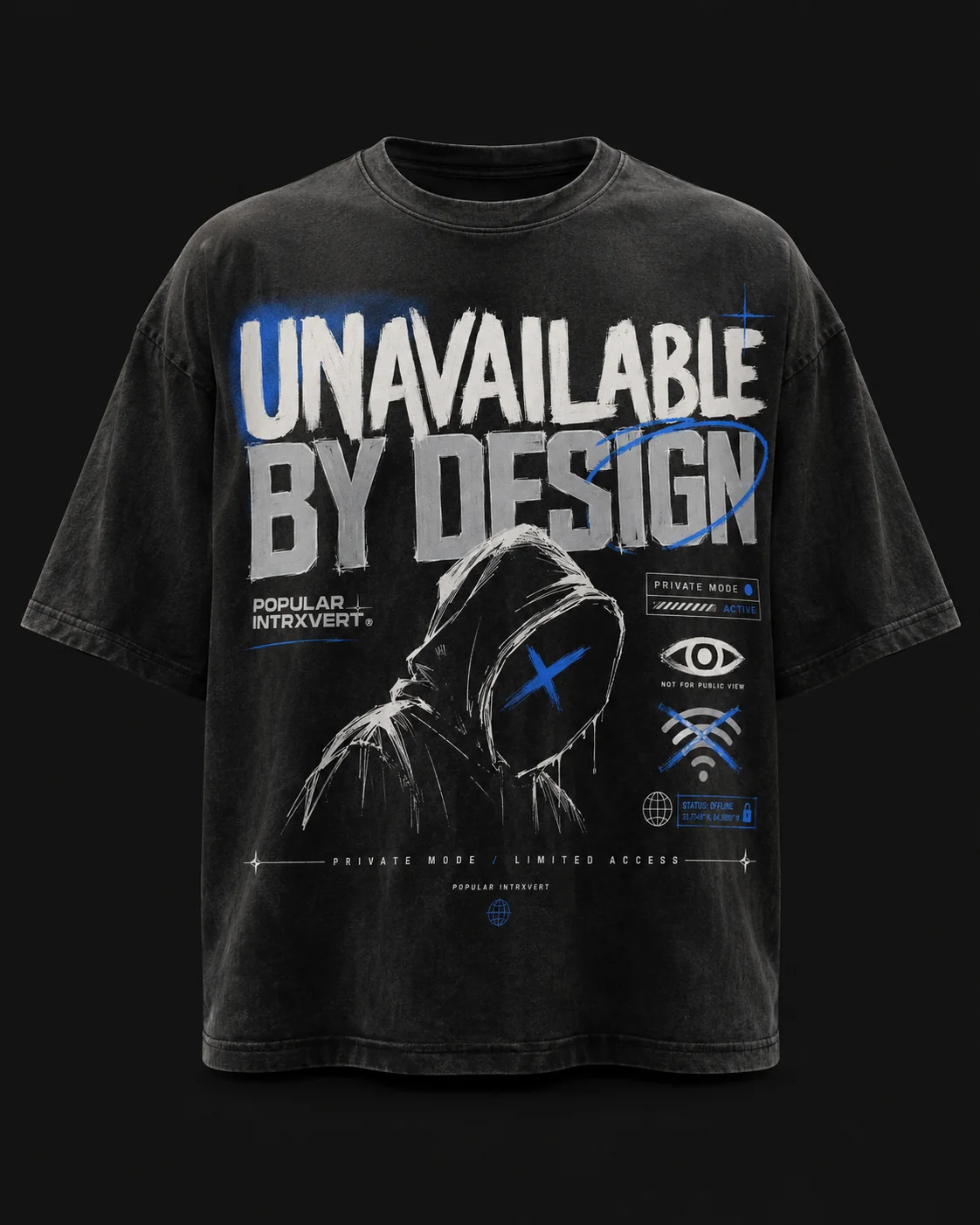 Black Unavailable by Design Popular Intrxvert graphic tee